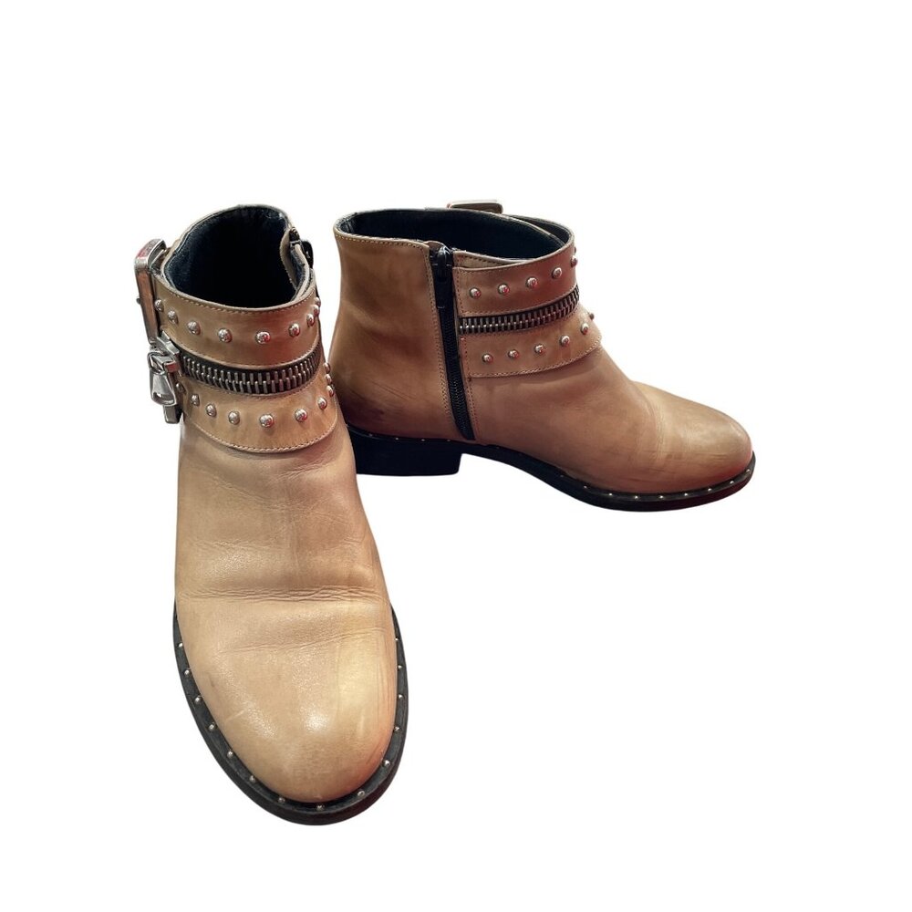 Charles David Chief womans Taupe Leather Studded Ankle Boots Size 8.5 SKU 8864